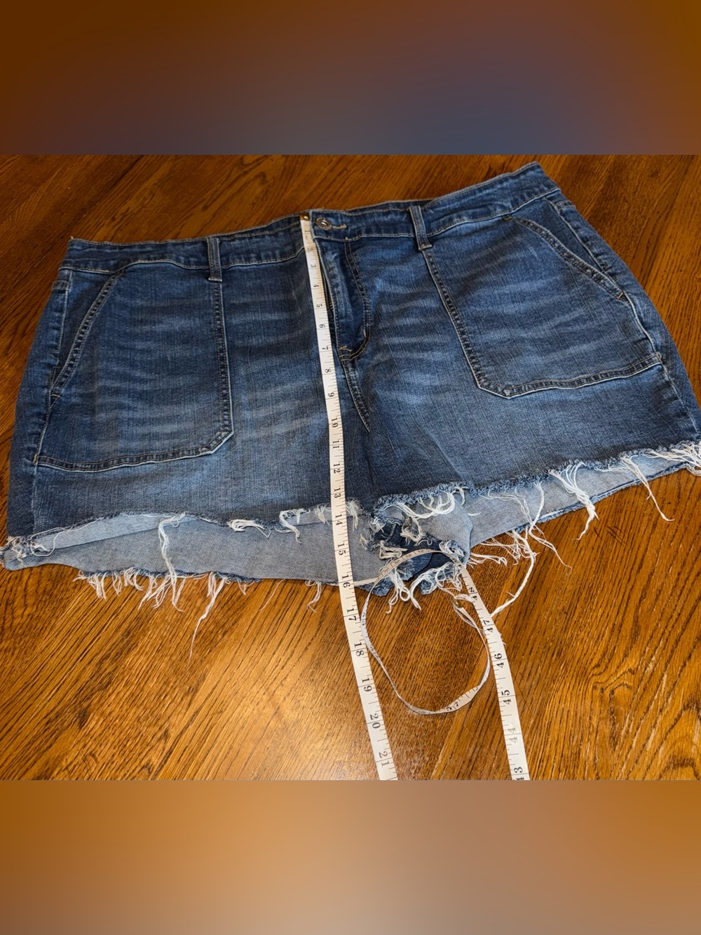 Torrid Frayed Two-Tone Denim Shorts